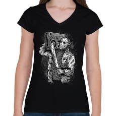 PRINTFASHION Gyilkos ütem - Női V-nyakú póló - Fekete