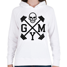 PRINTFASHION Gym - koponyával - Női kapucnis pulóver - Fehér női pulóver, kardigán