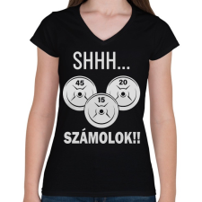 PRINTFASHION GYM things - Női V-nyakú póló - Fekete női póló