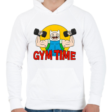 PRINTFASHION Gym Time - Férfi kapucnis pulóver - Fehér férfi pulóver, kardigán