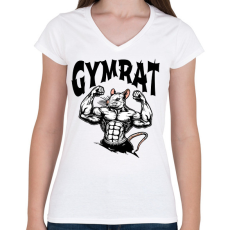 PRINTFASHION Gymrat - Női V-nyakú póló - Fehér