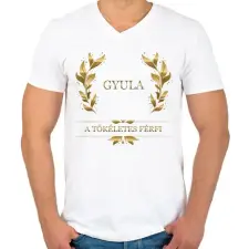 PRINTFASHION Gyula - Férfi V-nyakú póló - Fehér férfi póló
