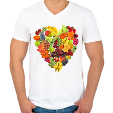 PRINTFASHION Gyümölcs-szív - Férfi V-nyakú póló - Fehér férfi póló