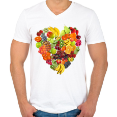 PRINTFASHION Gyümölcs-szív - Férfi V-nyakú póló - Fehér
