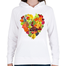 PRINTFASHION Gyümölcs-szív - Női kapucnis pulóver - Fehér