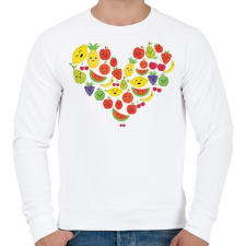 PRINTFASHION Gyümölcsös szív - Férfi pulóver - Fehér férfi pulóver, kardigán