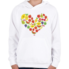 PRINTFASHION Gyümölcsös szív - Gyerek kapucnis pulóver - Fehér gyerek pulóver, kardigán