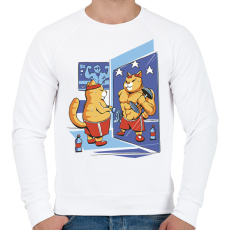 PRINTFASHION Gyúrós macska - Férfi pulóver - Fehér