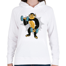 PRINTFASHION Gyúrós majom - Női kapucnis pulóver - Fehér női pulóver, kardigán