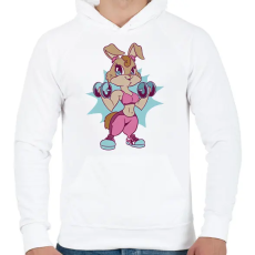 PRINTFASHION Gyúrós nyúl - Férfi kapucnis pulóver - Fehér