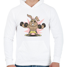 PRINTFASHION Gyúrós nyuszi - Férfi kapucnis pulóver - Fehér férfi pulóver, kardigán