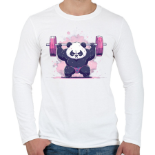 PRINTFASHION Gyúrós panda - Férfi hosszú ujjú póló - Fehér férfi póló