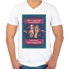 PRINTFASHION Ha a legjobb szobafestőt keresed, itt vagyok - Férfi V-nyakú póló - Fehér