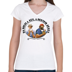 PRINTFASHION Ha kicsi a tét - Női V-nyakú póló - Fehér