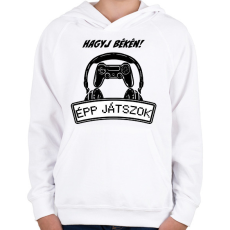 PRINTFASHION Hagyj békén épp játszok - Gyerek kapucnis pulóver - Fehér
