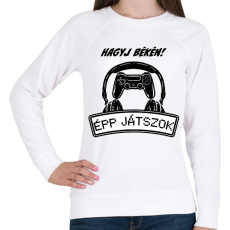 PRINTFASHION Hagyj békén épp játszok - Női pulóver - Fehér