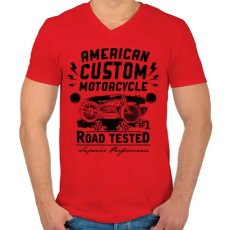 PRINTFASHION Hagyományos amerikai motor - Férfi V-nyakú póló - Piros