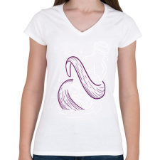 PRINTFASHION Hajó a palackban - Női V-nyakú póló - Fehér női póló