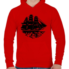 PRINTFASHION Hajó - Férfi kapucnis pulóver - Piros