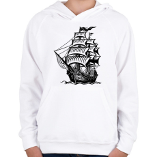 PRINTFASHION hajó - Gyerek kapucnis pulóver - Fehér