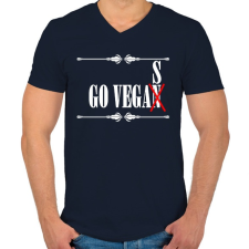 PRINTFASHION Hajrá Vega(n)s - Férfi V-nyakú póló - Sötétkék férfi póló