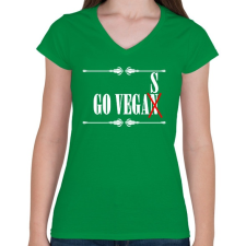 PRINTFASHION Hajrá Vega(n)s - Női V-nyakú póló - Zöld női póló