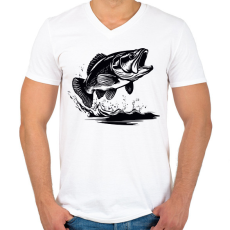 PRINTFASHION hal - Férfi V-nyakú póló - Fehér