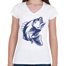 PRINTFASHION Hal/Fish - Női V-nyakú póló - Fehér női póló