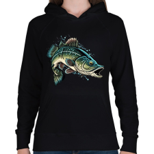 PRINTFASHION Hal - Női kapucnis pulóver - Fekete női pulóver, kardigán