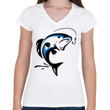 PRINTFASHION Hal - Női V-nyakú póló - Fehér női póló