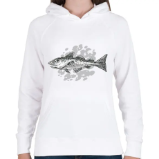 PRINTFASHION Halacska - Női kapucnis pulóver - Fehér