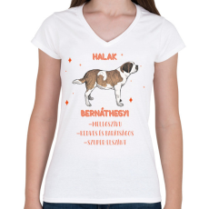 PRINTFASHION Halak - Bernáthegyi - Női V-nyakú póló - Fehér