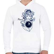 PRINTFASHION halak - Férfi kapucnis pulóver - Fehér