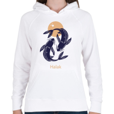PRINTFASHION Halak minta - Női kapucnis pulóver - Fehér