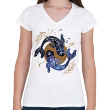 PRINTFASHION Halak - Női V-nyakú póló - Fehér női póló