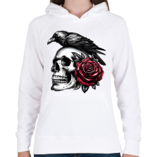 PRINTFASHION Halálfej - Női kapucnis pulóver - Fehér