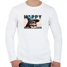 PRINTFASHION Haláli Halloween - Férfi hosszú ujjú póló - Fehér férfi póló