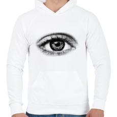 PRINTFASHION Halftone eye - Férfi kapucnis pulóver - Fehér