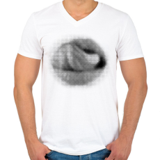 PRINTFASHION Halftone mouth - Férfi V-nyakú póló - Fehér