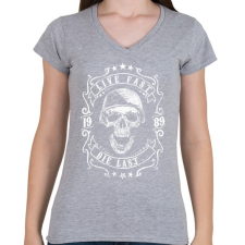 PRINTFASHION Halj meg utolsónak - Női V-nyakú póló - Sport szürke női póló