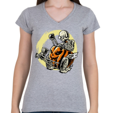 PRINTFASHION Halloracerween - Női V-nyakú póló - Sport szürke