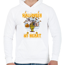 PRINTFASHION Halloween a szívemben - Férfi kapucnis pulóver - Fehér férfi pulóver, kardigán