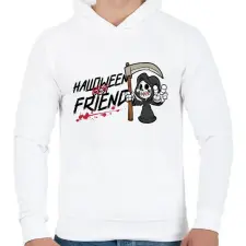 PRINTFASHION Halloween Best Friend - Férfi kapucnis pulóver - Fehér férfi pulóver, kardigán