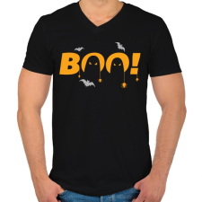 PRINTFASHION Halloween Boo! - Férfi V-nyakú póló - Fekete férfi póló