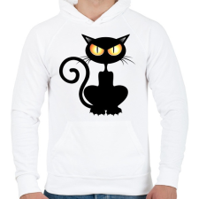 PRINTFASHION Halloween cat - Férfi kapucnis pulóver - Fehér férfi pulóver, kardigán