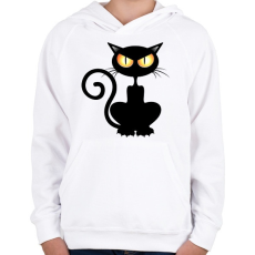 PRINTFASHION Halloween cat - Gyerek kapucnis pulóver - Fehér