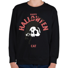 PRINTFASHION Halloween cat - Gyerek pulóver - Fekete gyerek pulóver, kardigán