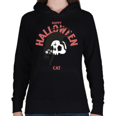 PRINTFASHION Halloween cat - Női kapucnis pulóver - Fekete