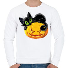 PRINTFASHION Halloween cica - Férfi pulóver - Fehér