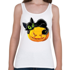 PRINTFASHION Halloween cica - Női atléta - Fehér női trikó